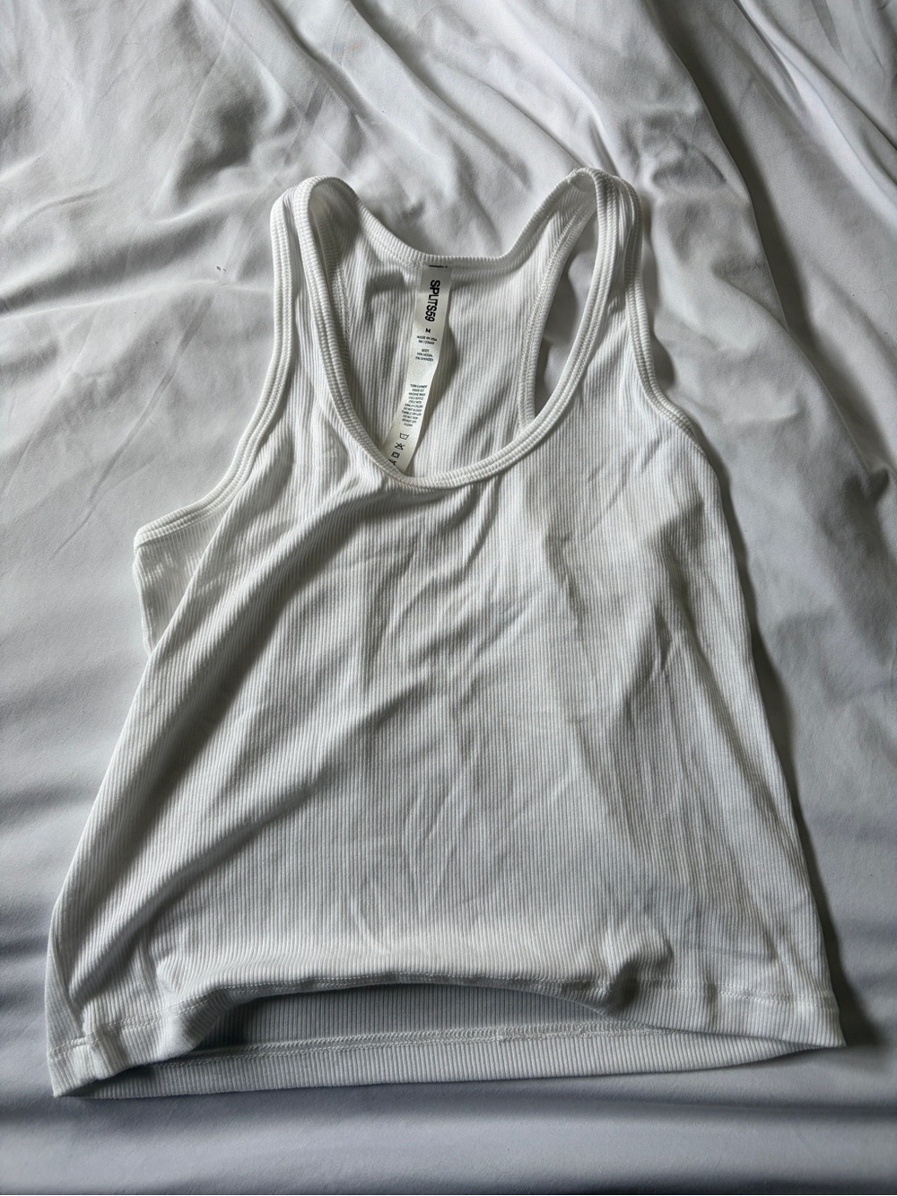 Splits59 White Ribbed Racerback Tank
